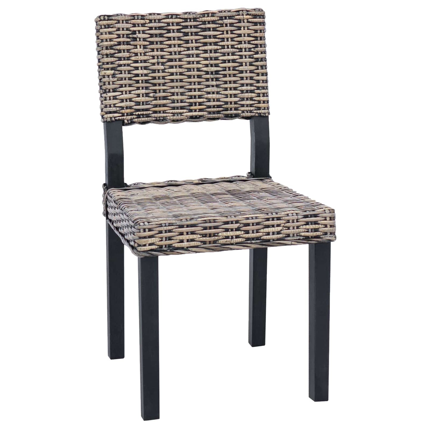 Dining Chair 2 pcs Kubu Rattan Black Wash 46 x 55 x 84 cm