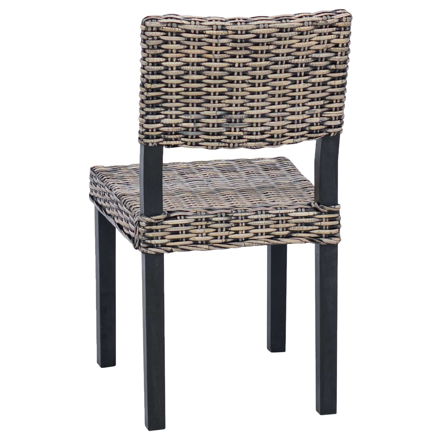 Dining Chair 2 pcs Kubu Rattan Black Wash 46 x 55 x 84 cm