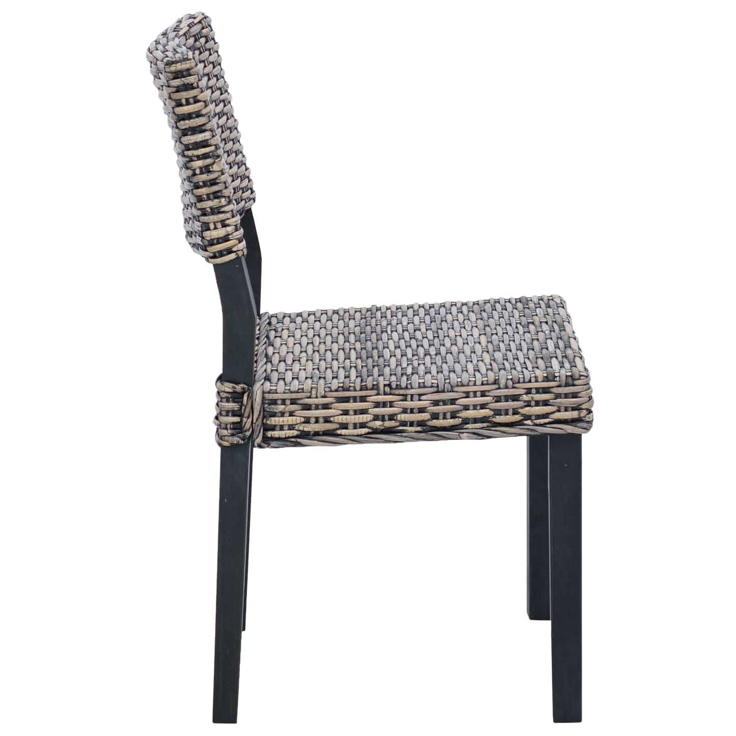 Dining Chair 2 pcs Kubu Rattan Black Wash 46 x 55 x 84 cm