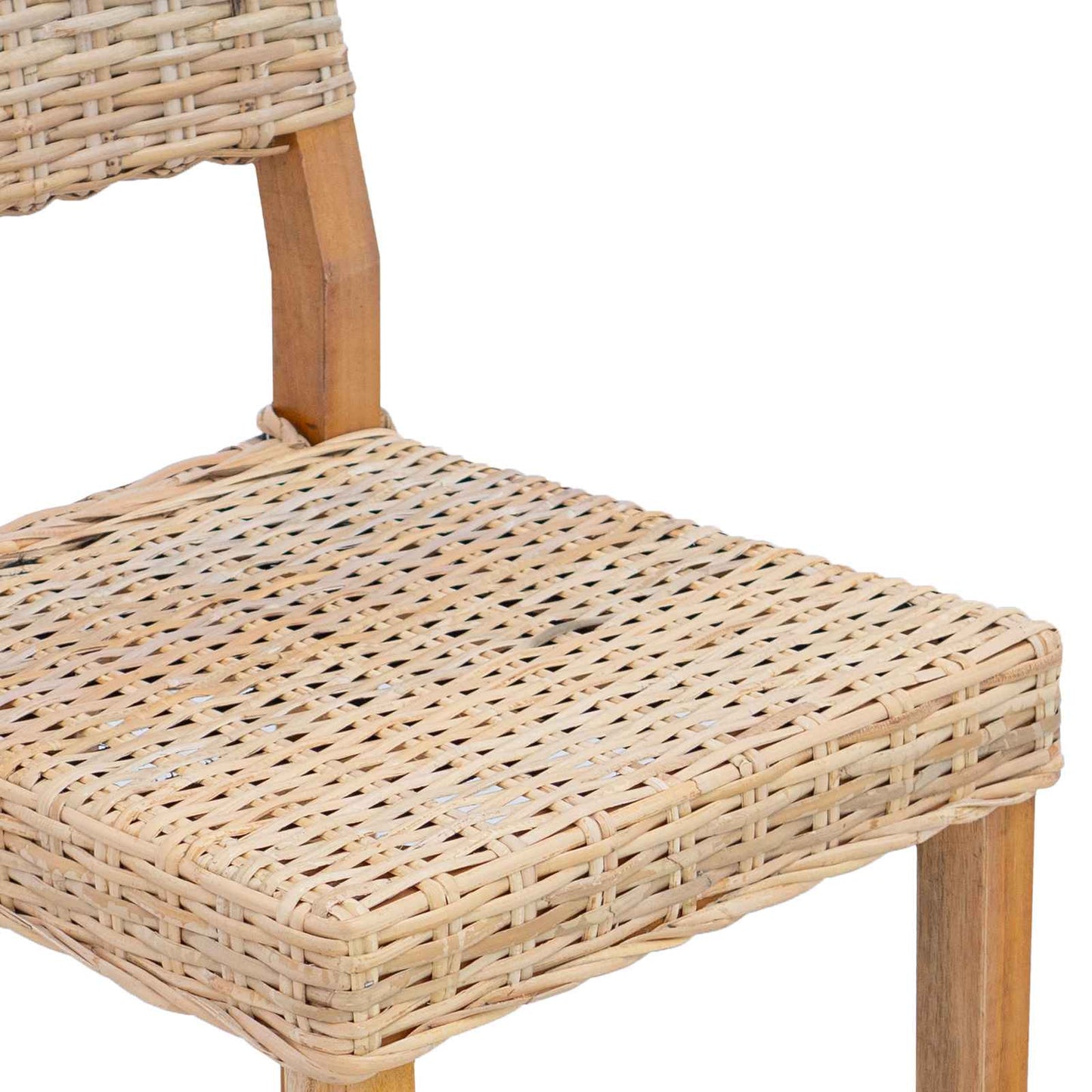 Dining Chair 2 pcs Kubu Rattan Natural 46 x 55 x 84 cm