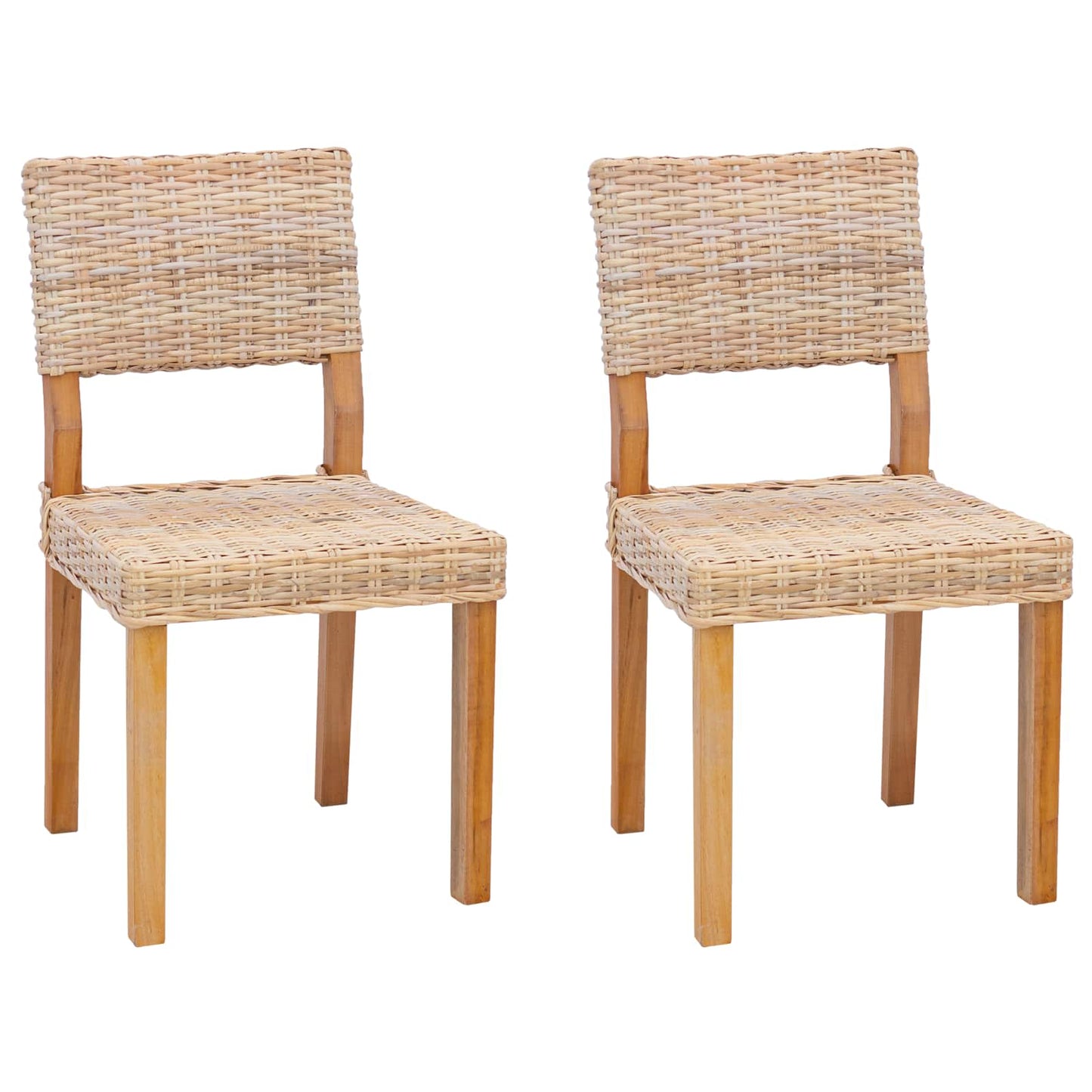 Dining Chair 2 pcs Kubu Rattan Natural 46 x 55 x 84 cm