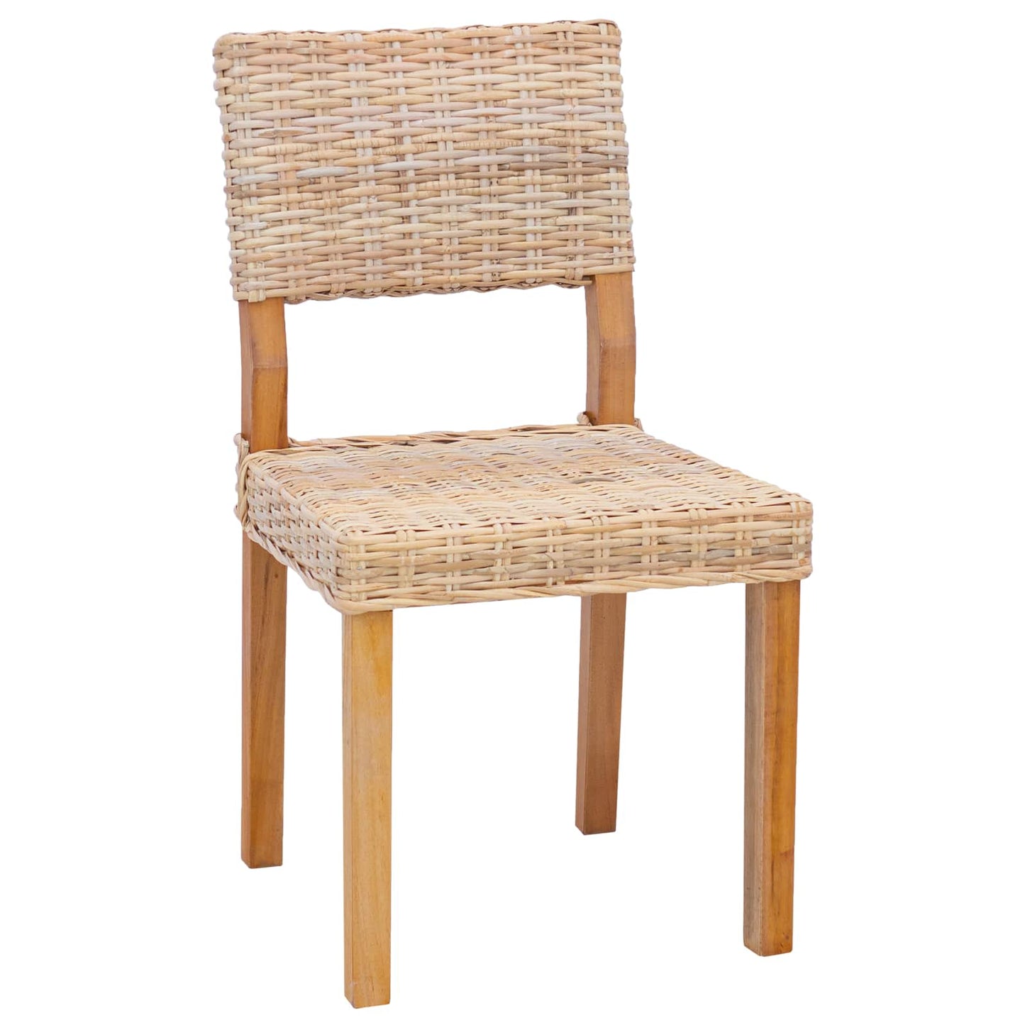 Dining Chair 2 pcs Kubu Rattan Natural 46 x 55 x 84 cm