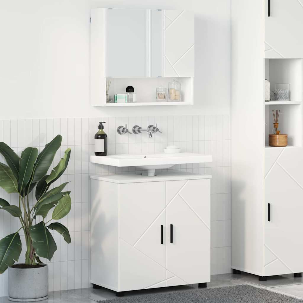 Bathroom Furniture Set 2 pcs White Engineered wood & Metal