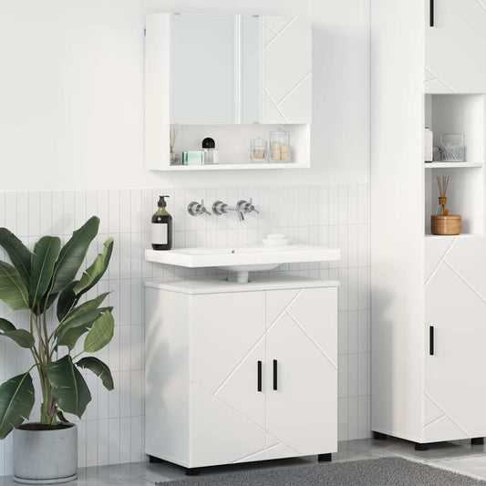 Bathroom Furniture Set 2 pcs White Engineered wood & Metal