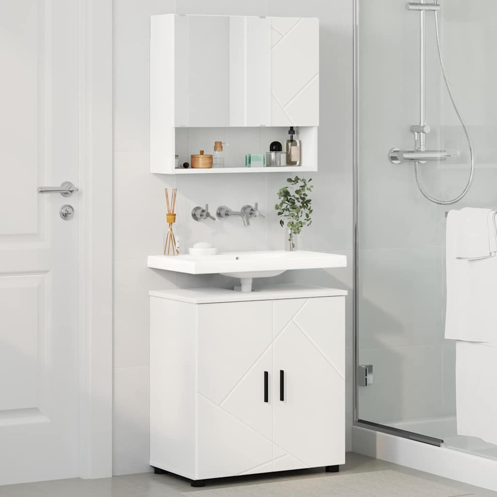 Bathroom Furniture Set 2 pcs White Engineered wood & Metal