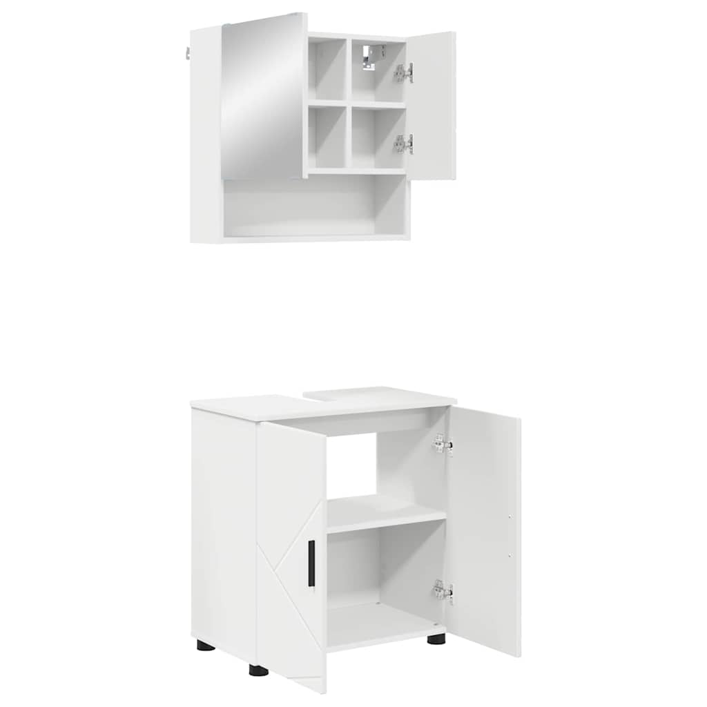 Bathroom Furniture Set 2 pcs White Engineered wood & Metal