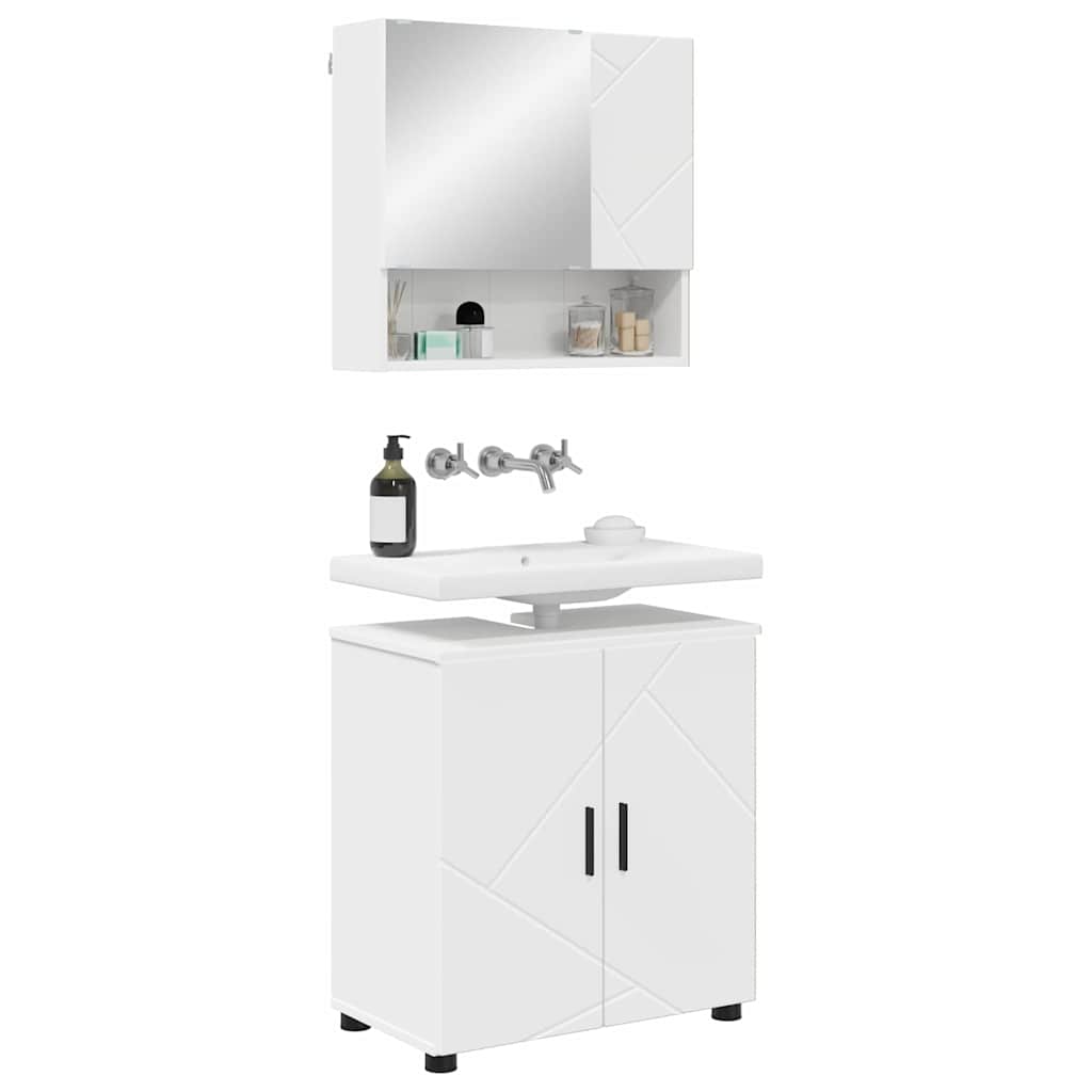 Bathroom Furniture Set 2 pcs White Engineered wood & Metal