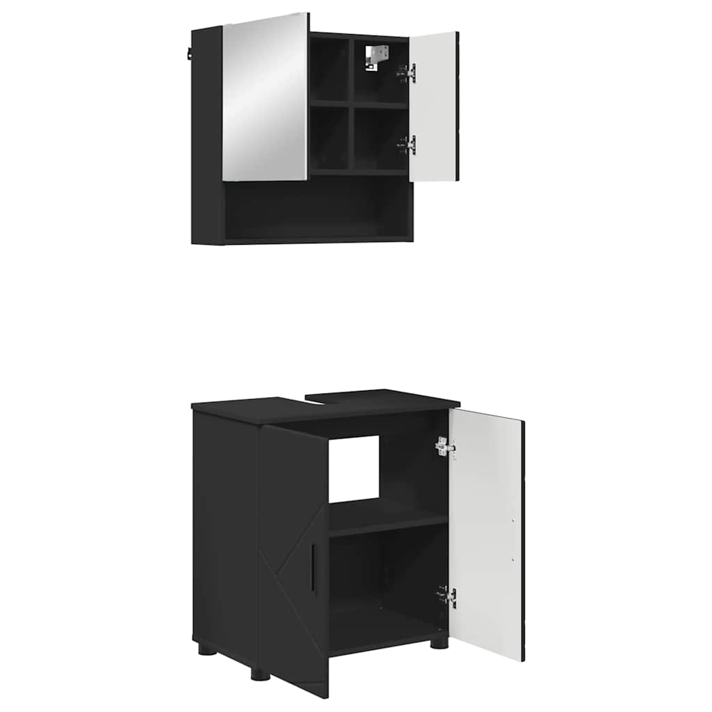 Bathroom Furniture Set 2 pcs Black 61 x 35 x 64 cm