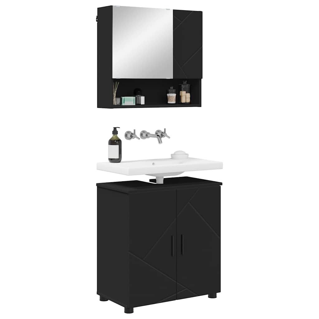 Bathroom Furniture Set 2 pcs Black 61 x 35 x 64 cm