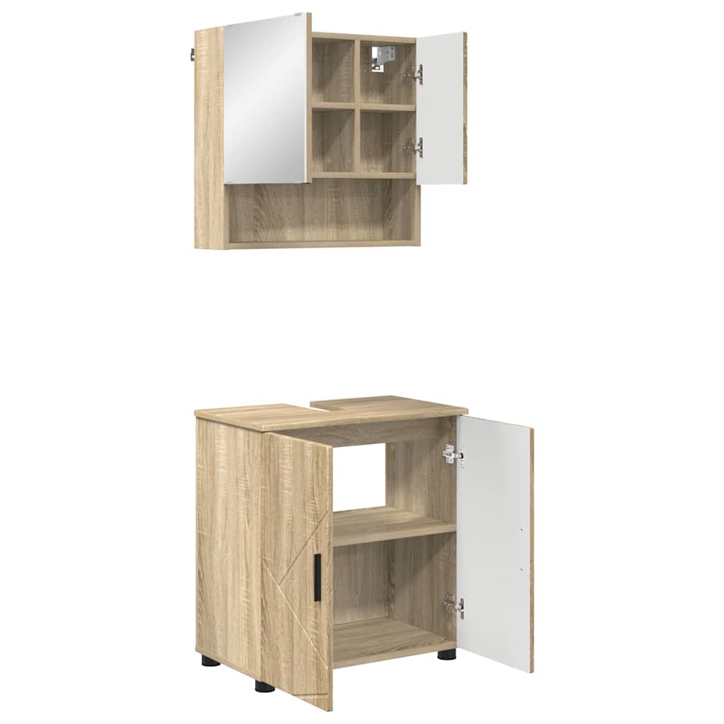 Bathroom Furniture Set 2 pcs Sonoma Oak Engineered wood & Metal