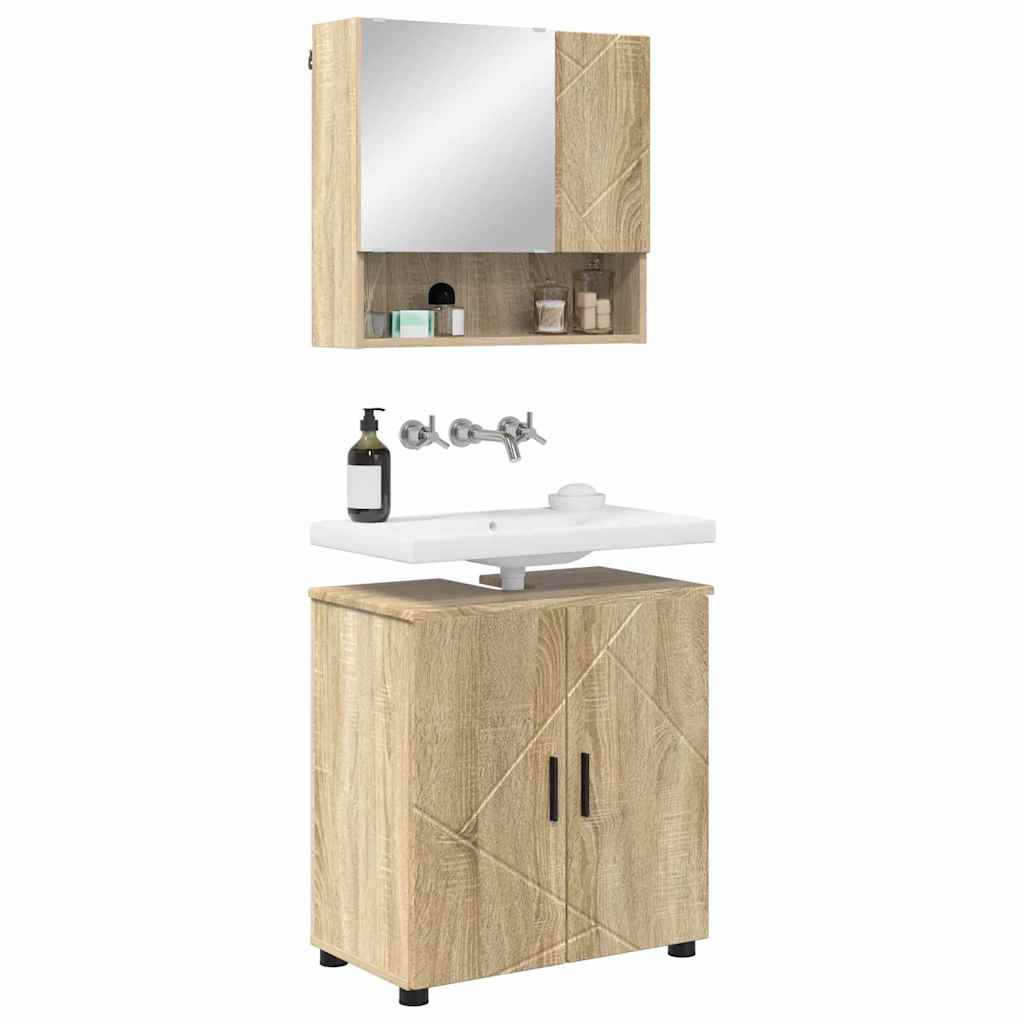 Bathroom Furniture Set 2 pcs Sonoma Oak Engineered wood & Metal