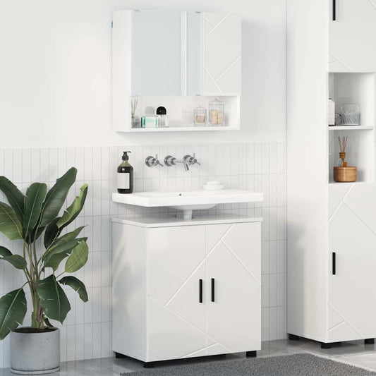 Bathroom Furniture Set Wall-mounted 2 pcs High Gloss White