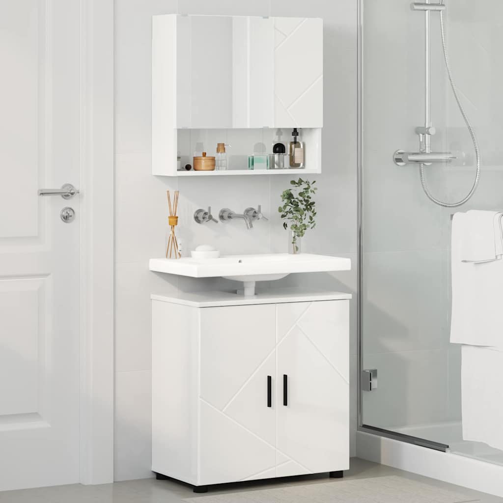 Bathroom Furniture Set Wall-mounted 2 pcs High Gloss White