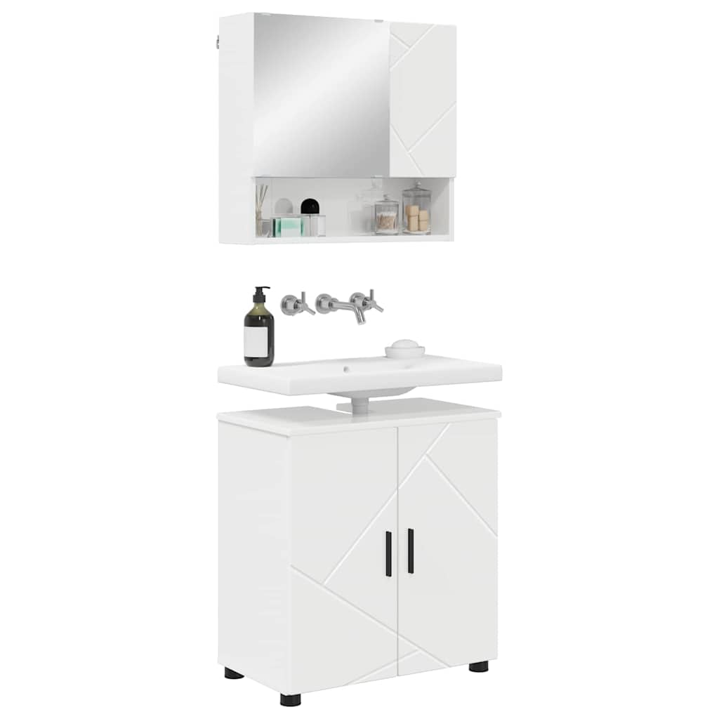 Bathroom Furniture Set Wall-mounted 2 pcs High Gloss White