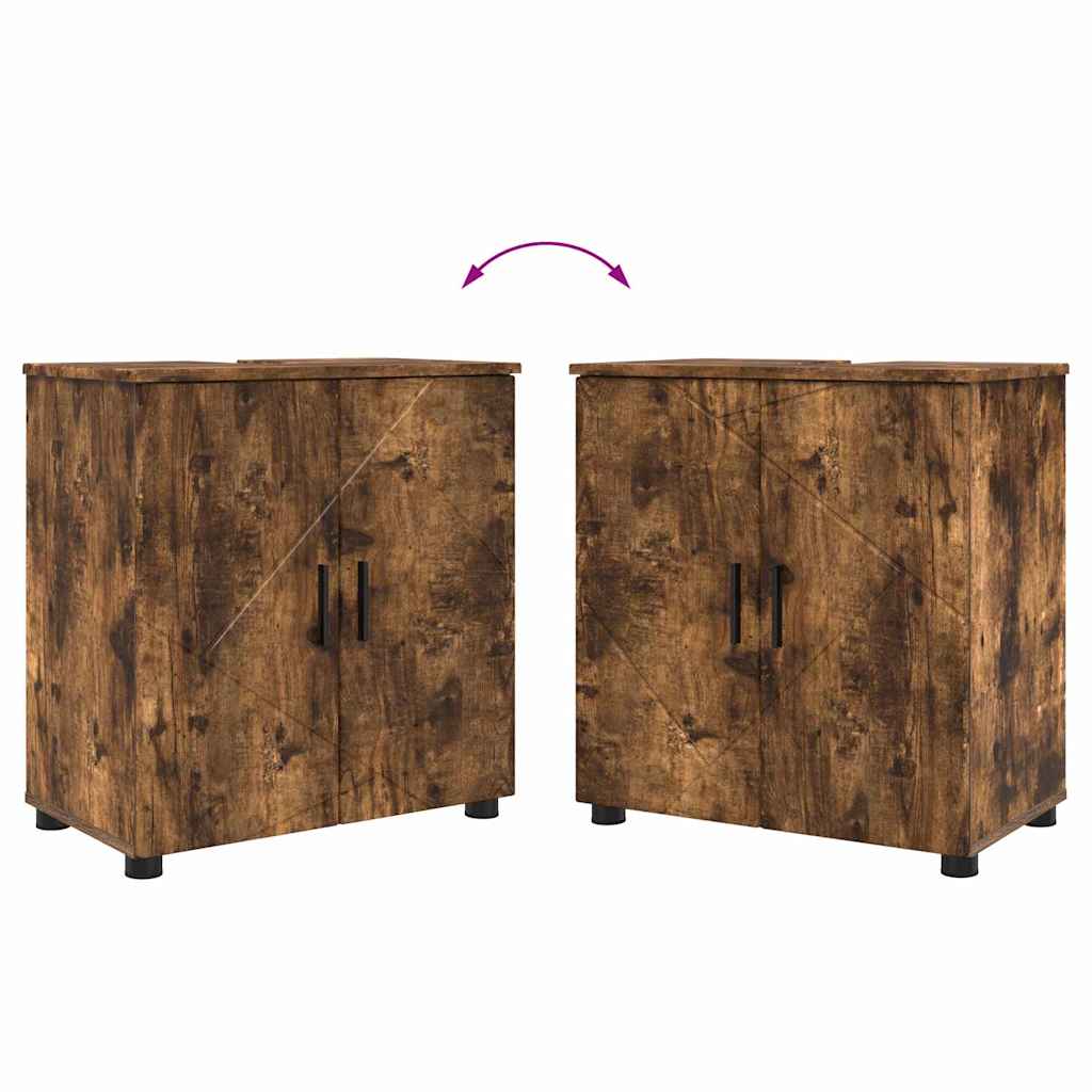 Bathroom Furniture Set 2 pcs Smoked Oak 61 x 35 x 64 cm