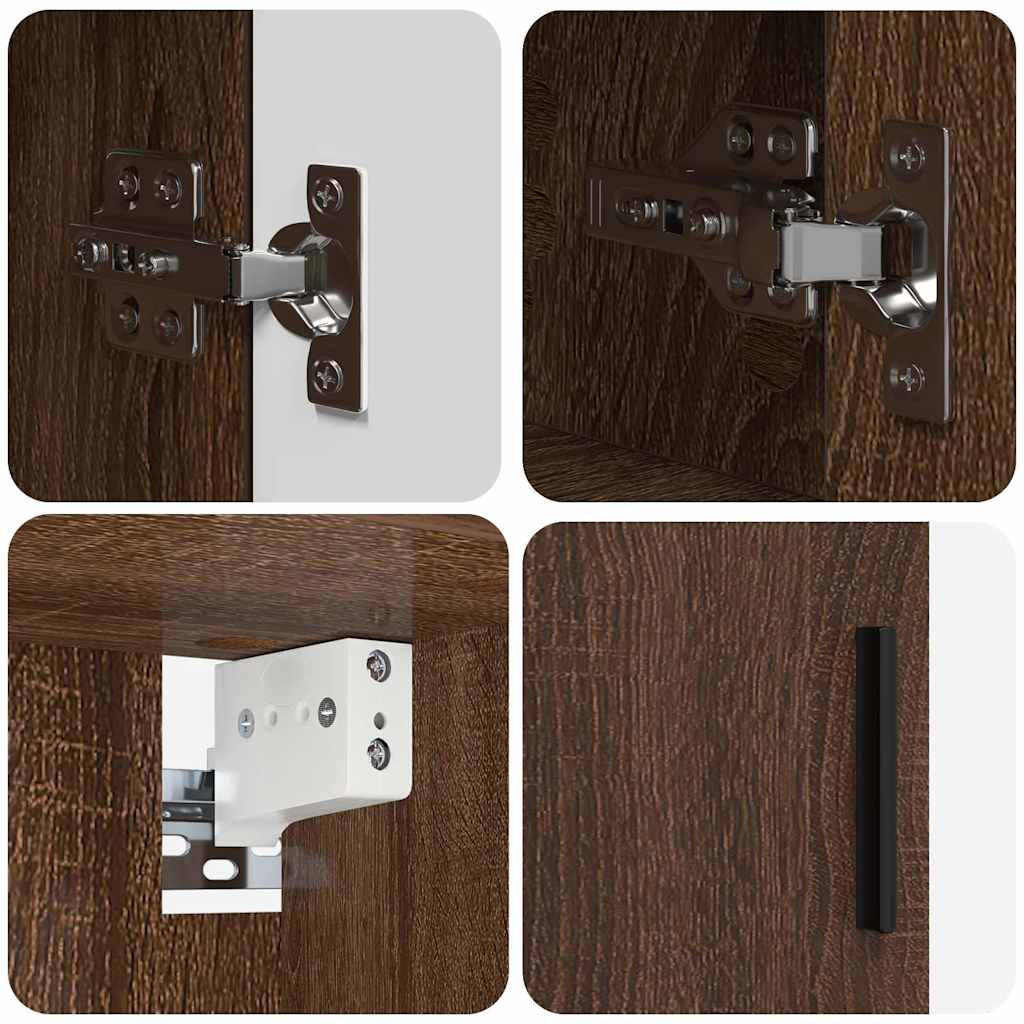 Bathroom Furniture Set 2 pcs Brown Oak Engineered wood & Metal