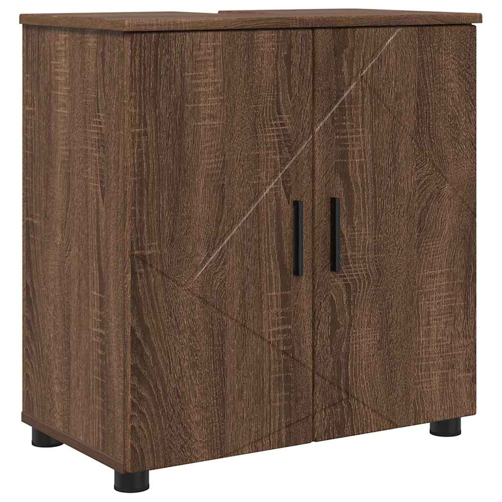 Bathroom Furniture Set 2 pcs Brown Oak Engineered wood & Metal