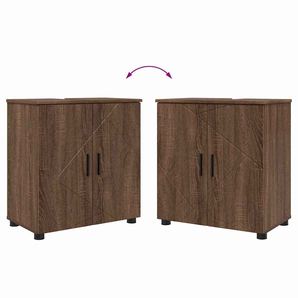 Bathroom Furniture Set 2 pcs Brown Oak Engineered wood & Metal