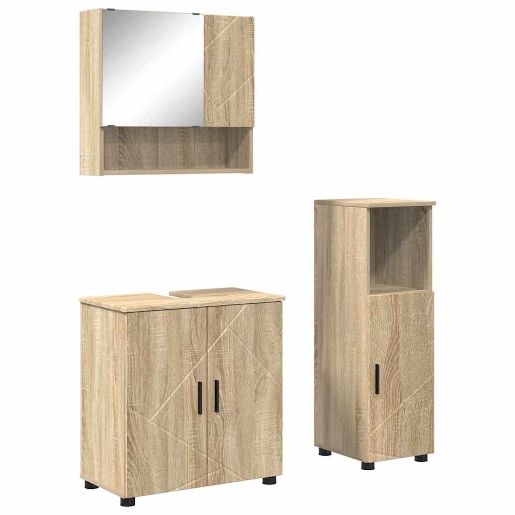 Bathroom Furniture Set 3 pcs Sonoma Oak Engineered wood & Metal
