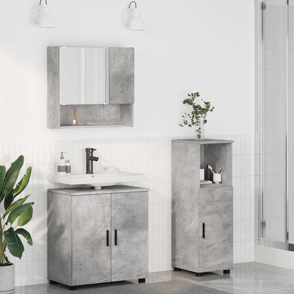 Bathroom Furniture Set 3 pcs Concrete grey Engineered wood