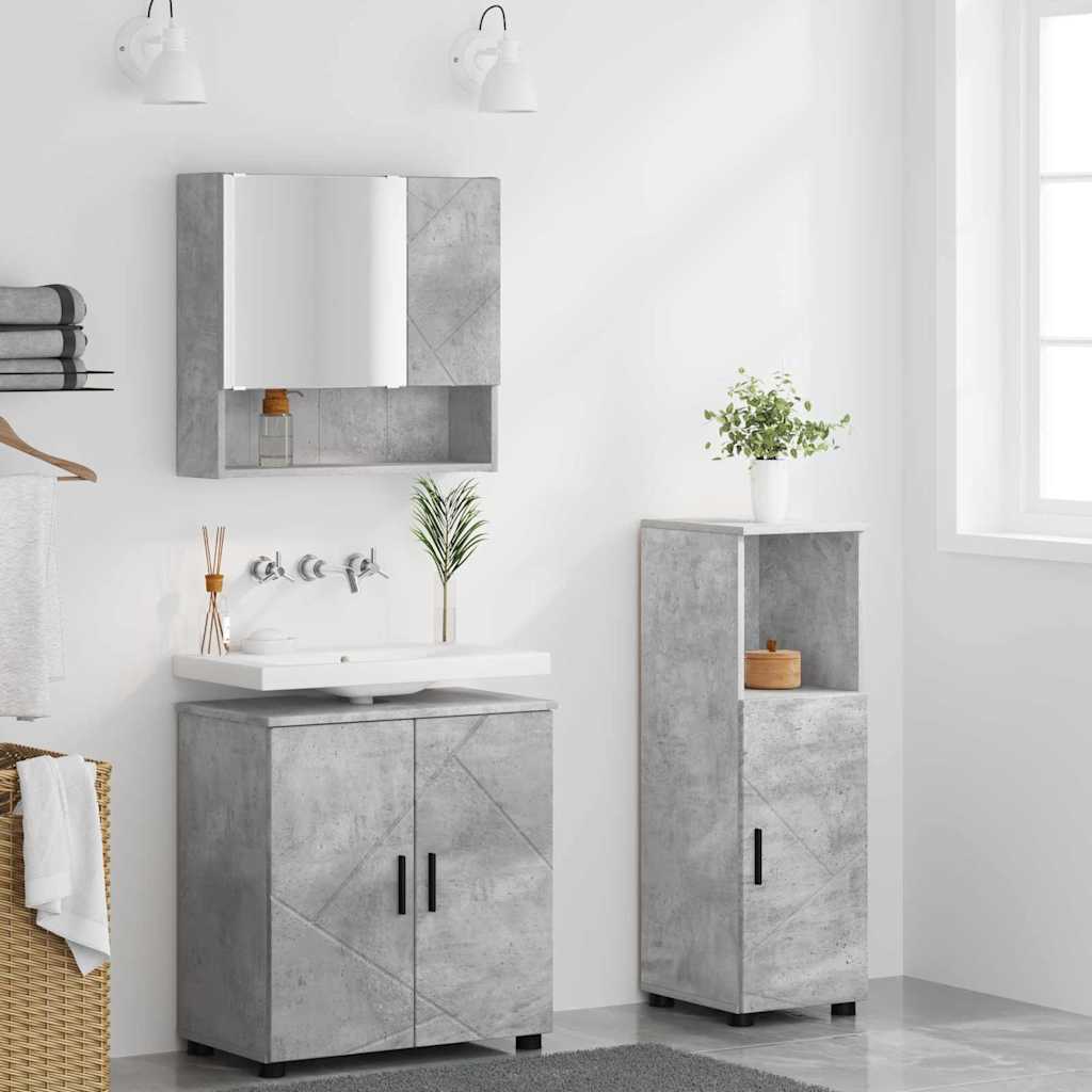 Bathroom Furniture Set 3 pcs Concrete grey Engineered wood