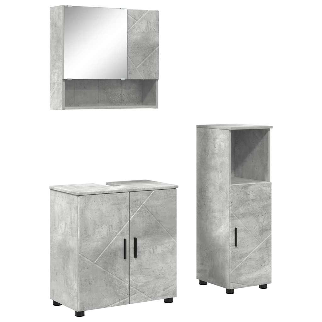 Bathroom Furniture Set 3 pcs Concrete grey Engineered wood
