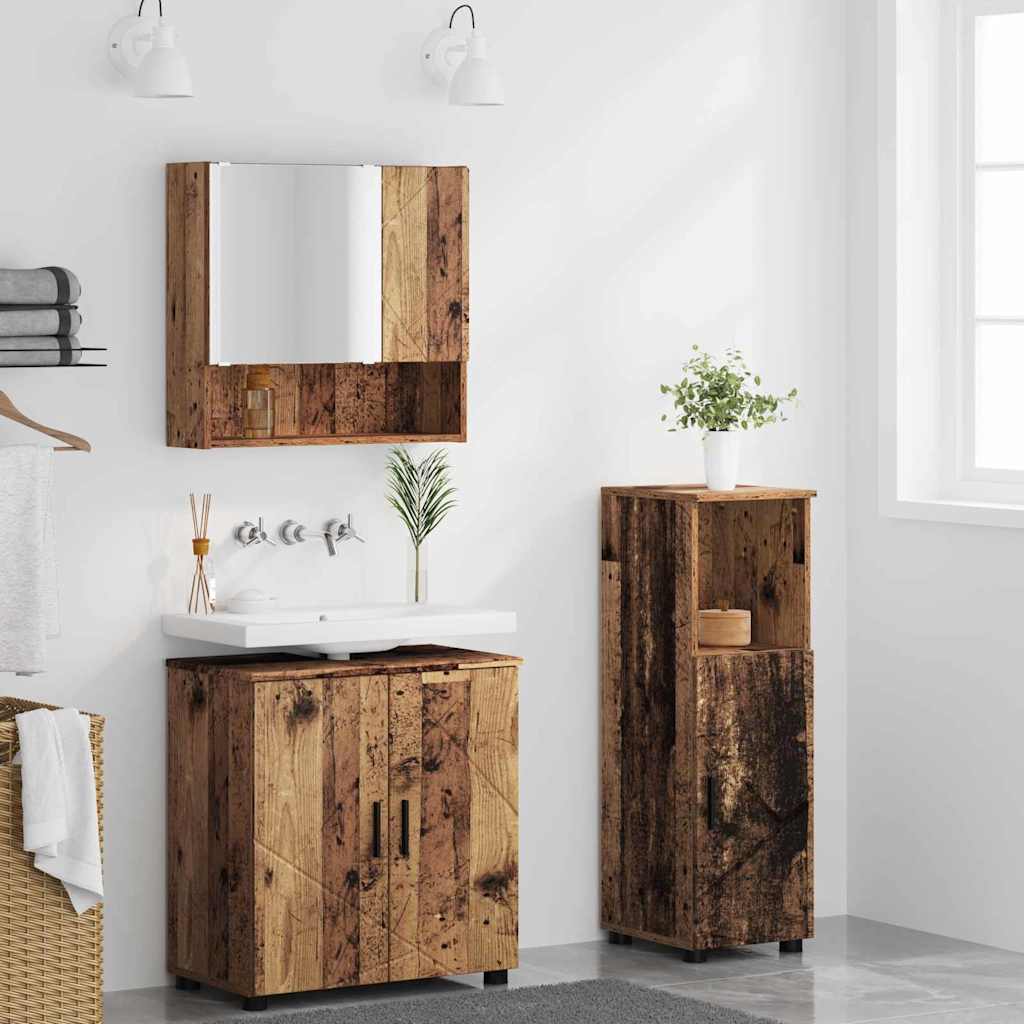 Bathroom Furniture Set 3 pcs Old Wood 61 x 35 x 64 cm