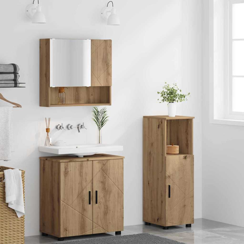 Bathroom Furniture Set 3 pcs Artisan Oak 61 x 35 x 64 cm