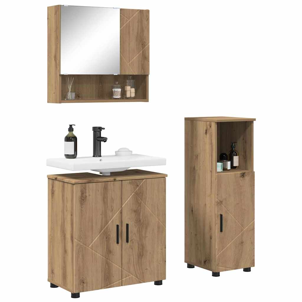 Bathroom Furniture Set 3 pcs Artisan Oak 61 x 35 x 64 cm