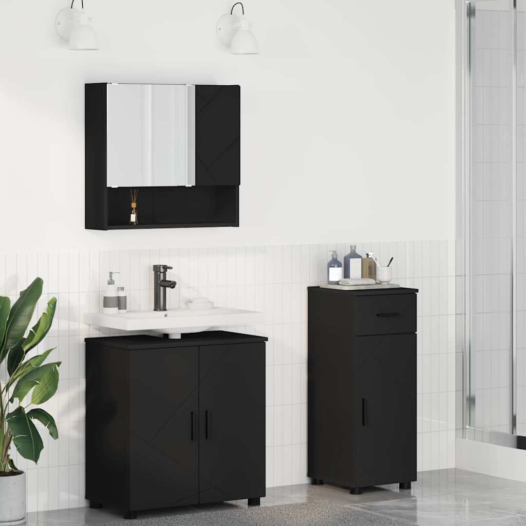 Bathroom Furniture Set 3 pcs Black 61 x 35 x 64 cm