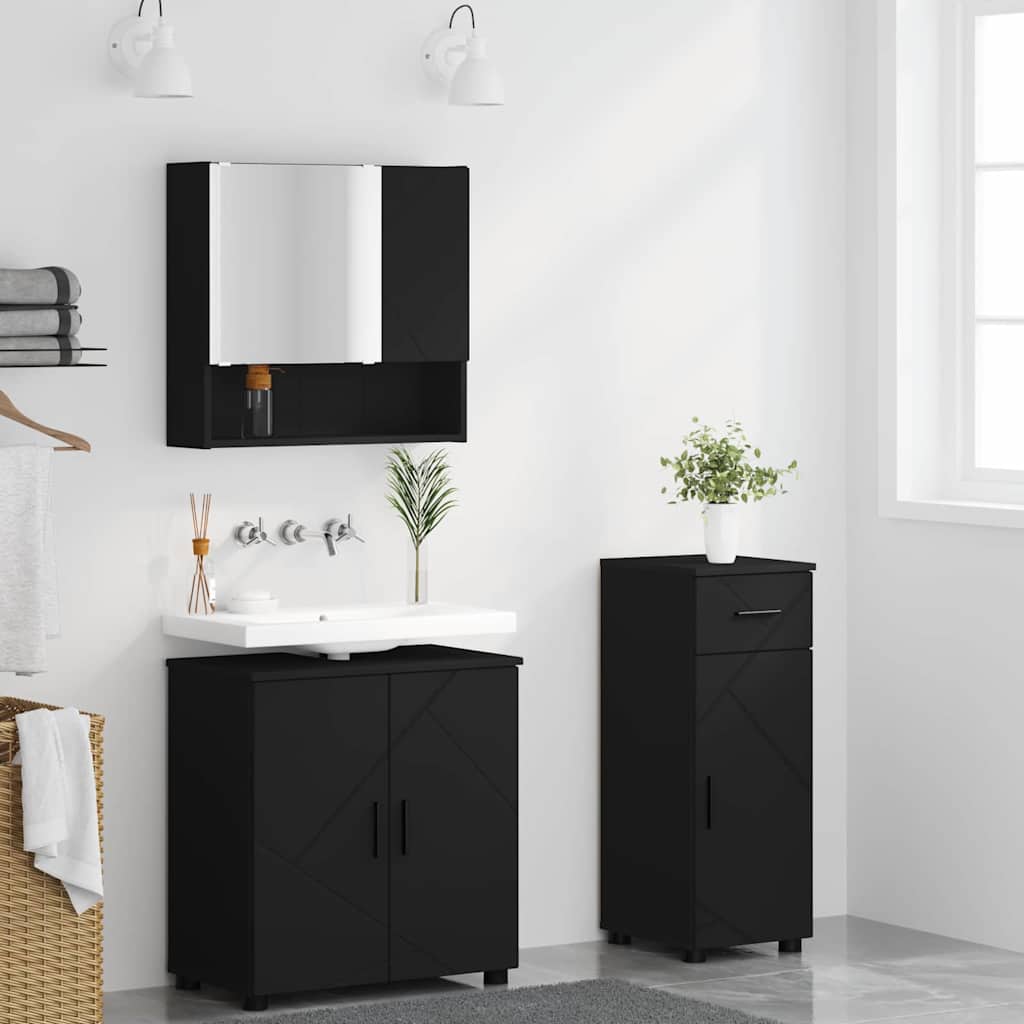 Bathroom Furniture Set 3 pcs Black 61 x 35 x 64 cm