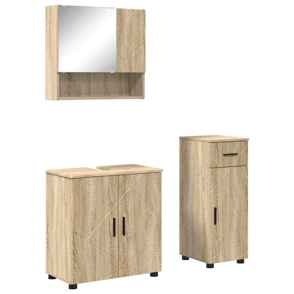 Bathroom Furniture Set 3 pcs Sonoma Oak Engineered wood & Metal