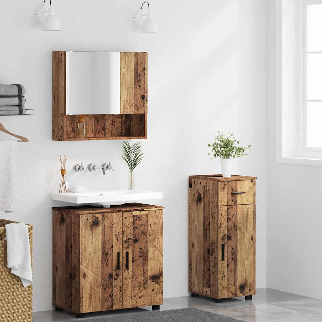 Bathroom Furniture Set 3 pcs Old Wood 61 x 35 x 64 cm