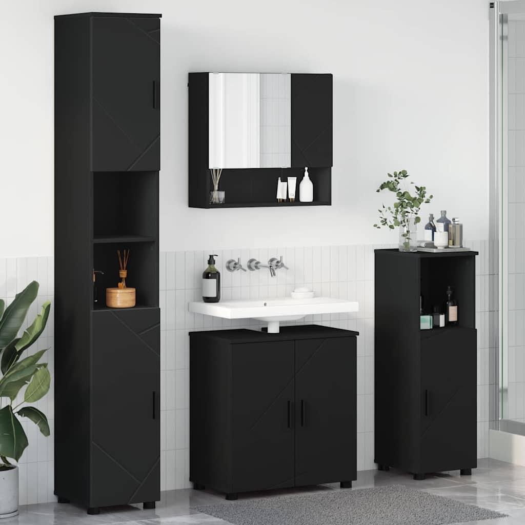 Bathroom Furniture Set 4 pcs Black 61 x 35 x 64 cm