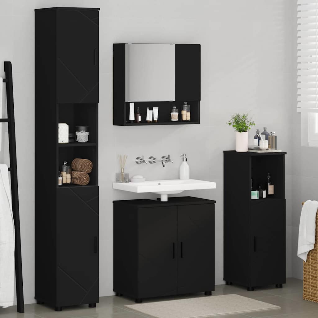Bathroom Furniture Set 4 pcs Black 61 x 35 x 64 cm