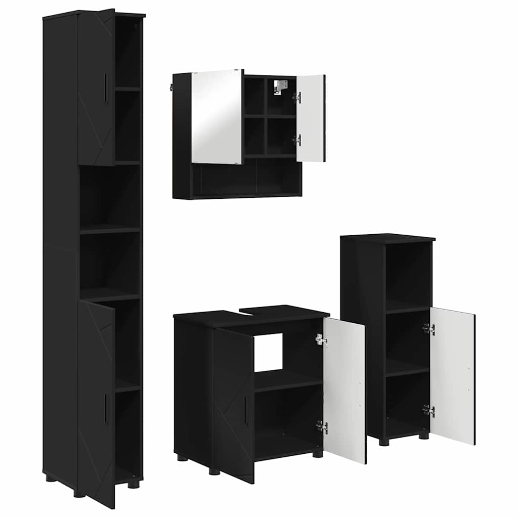 Bathroom Furniture Set 4 pcs Black 61 x 35 x 64 cm