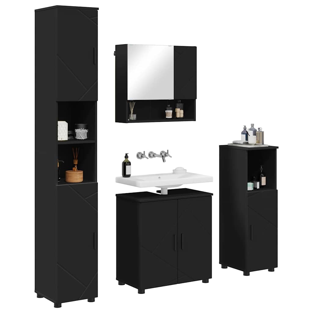 Bathroom Furniture Set 4 pcs Black 61 x 35 x 64 cm