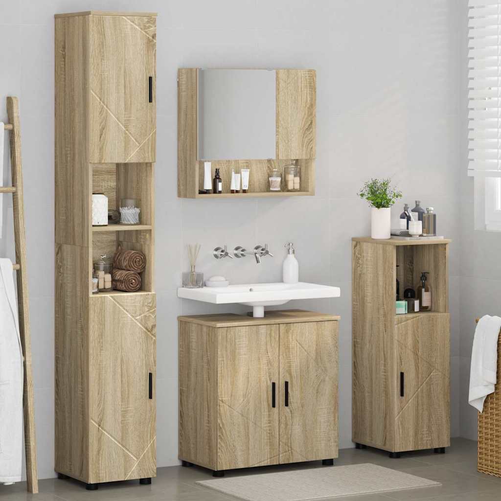 Bathroom Furniture Set 4 pcs Sonoma Oak Engineered wood & Metal