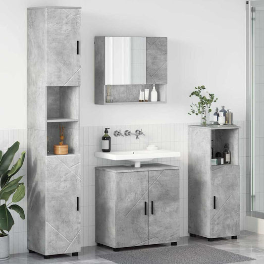 Bathroom Furniture Set 4 pcs Concrete Grey 61 x 35 x 64 cm