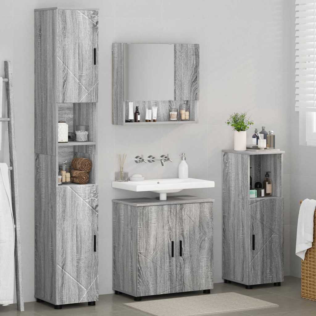 Bathroom Furniture Set 4 pcs Grey Sonoma 61 x 35 x 64 cm