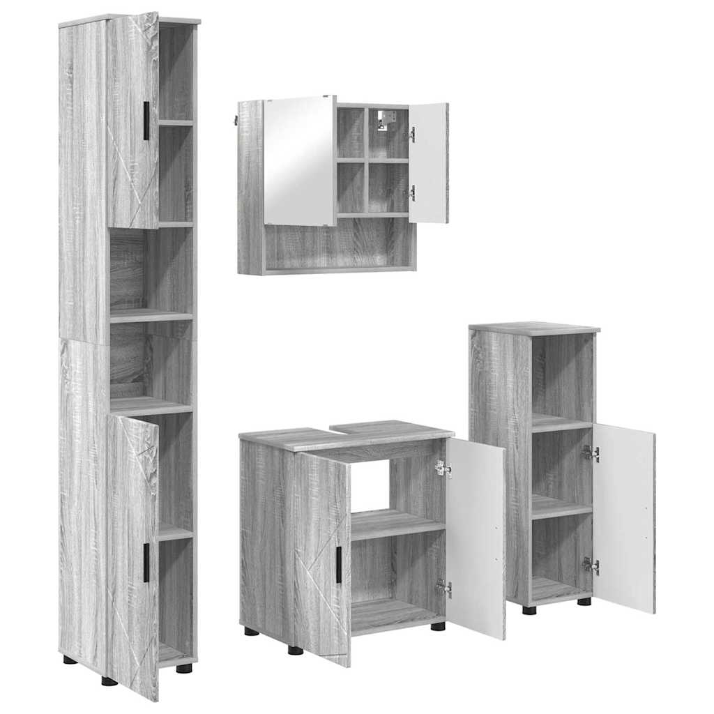 Bathroom Furniture Set 4 pcs Grey Sonoma 61 x 35 x 64 cm