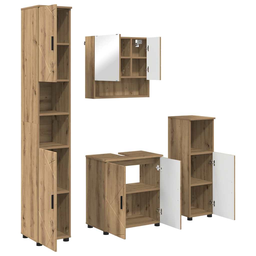 Bathroom Furniture Set 4 pcs Artisan Oak 61 x 35 x 64 cm