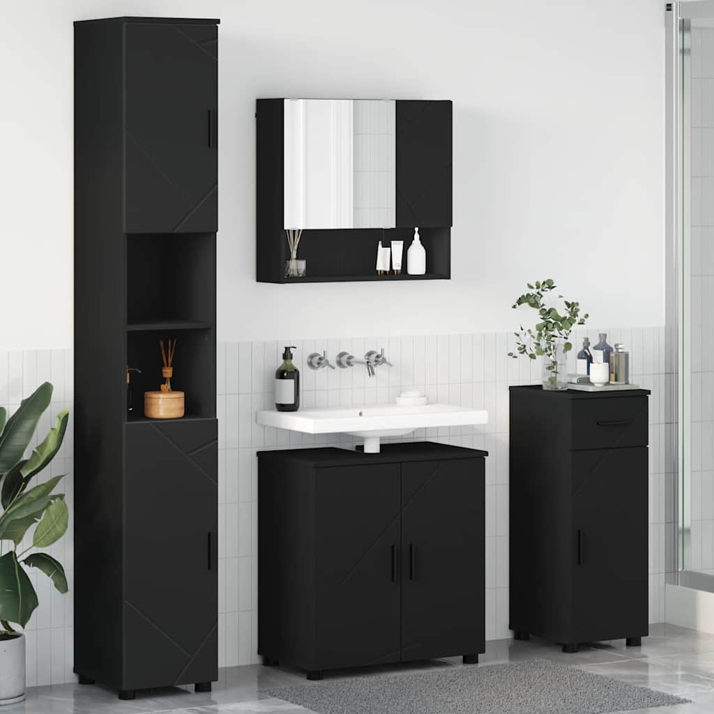 Bathroom Furniture Set 4 pcs Black 61 x 35 x 64 cm
