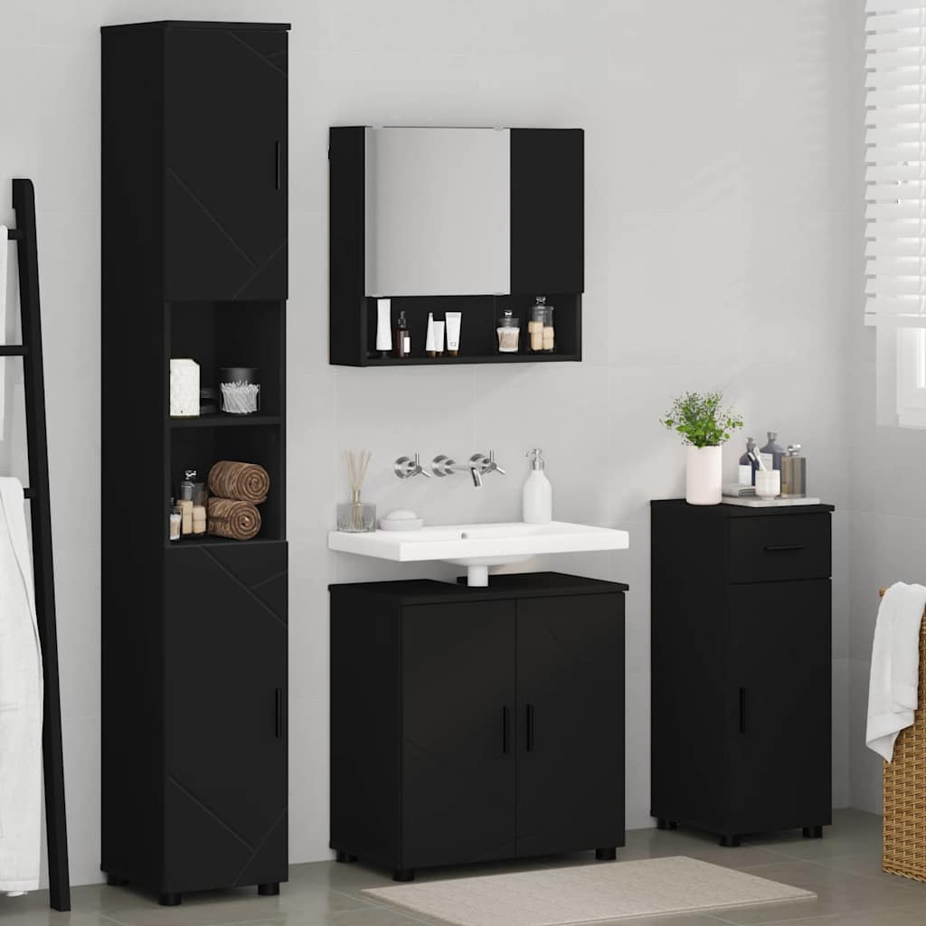 Bathroom Furniture Set 4 pcs Black 61 x 35 x 64 cm