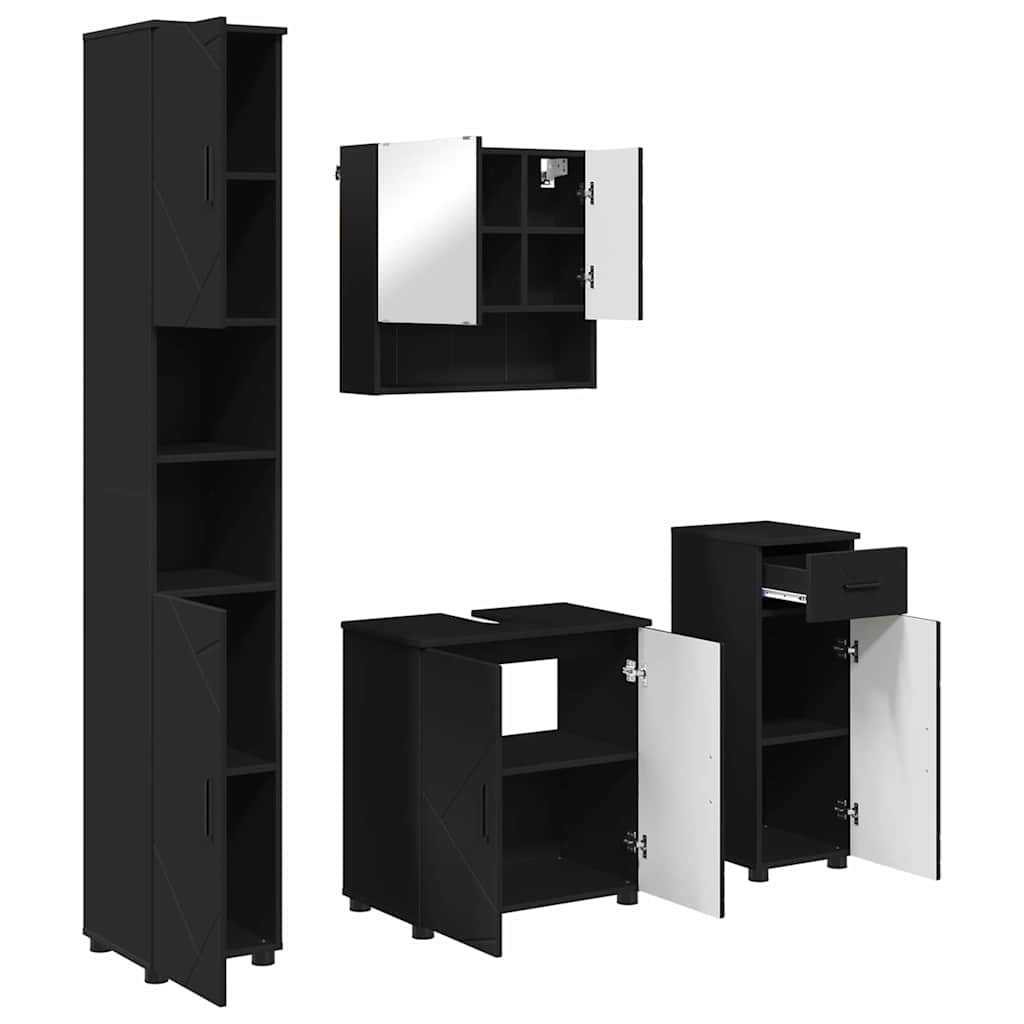 Bathroom Furniture Set 4 pcs Black 61 x 35 x 64 cm