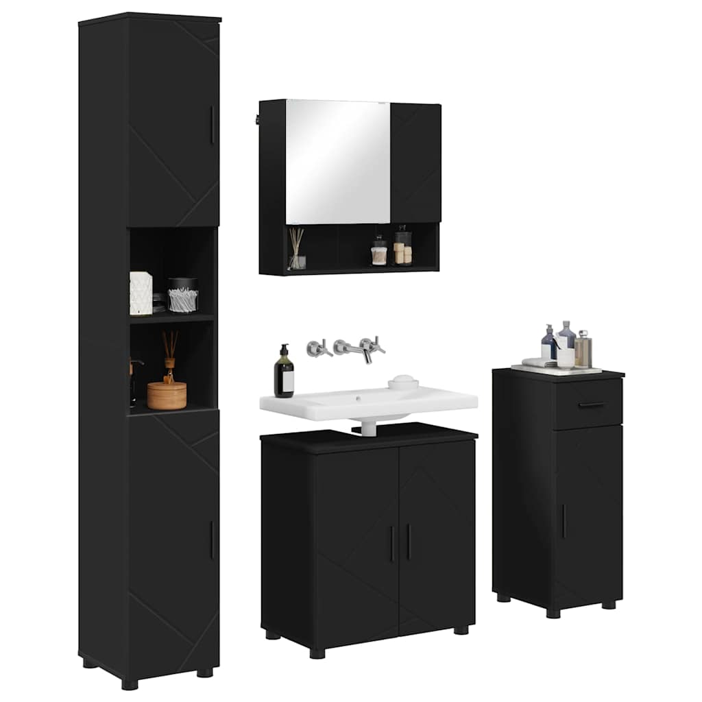 Bathroom Furniture Set 4 pcs Black 61 x 35 x 64 cm