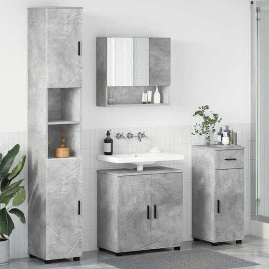 Bathroom Furniture Set 4 pcs Concrete Grey 61 x 35 x 64 cm