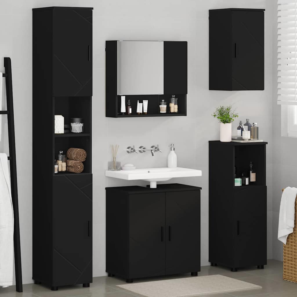 Bathroom Furniture Set 5 pcs Black 61 x 35 x 64 cm