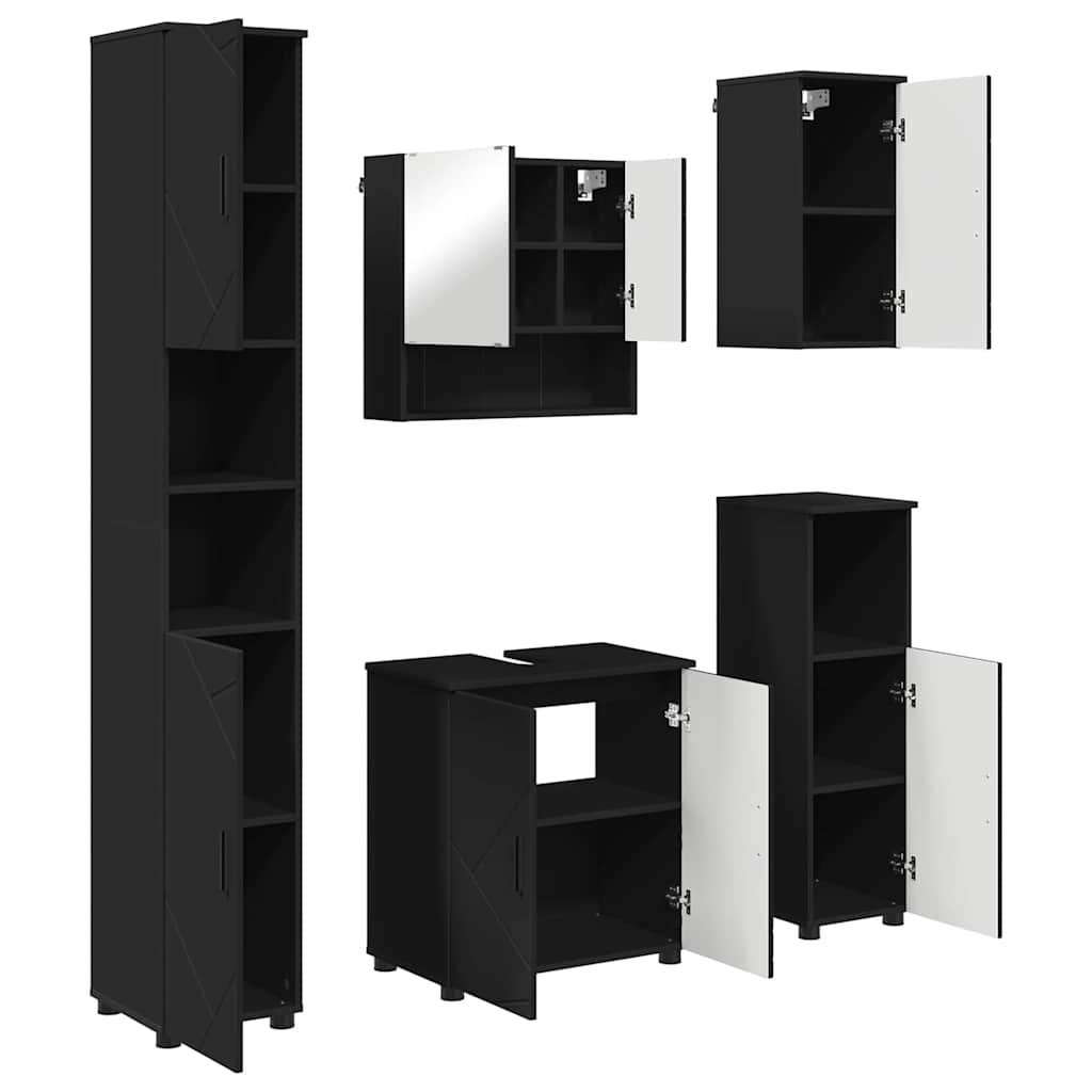 Bathroom Furniture Set 5 pcs Black 61 x 35 x 64 cm