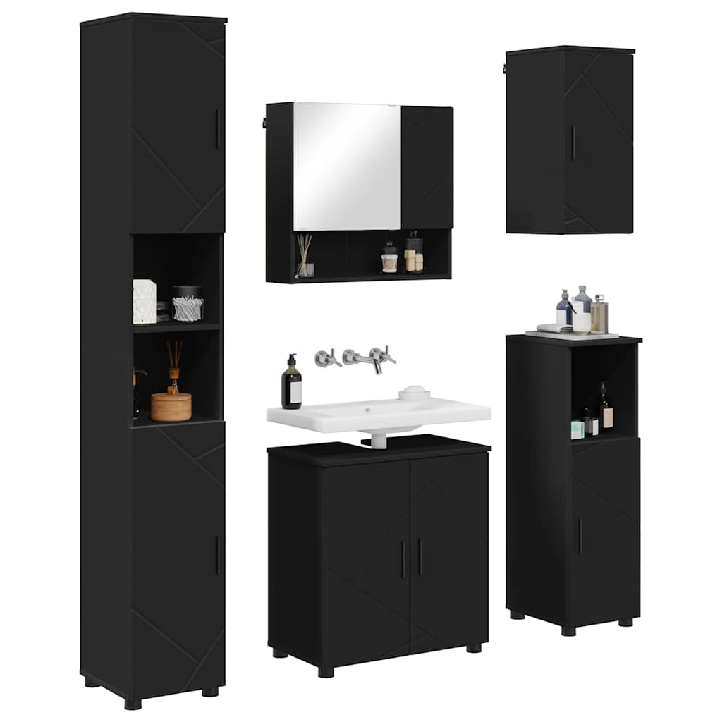 Bathroom Furniture Set 5 pcs Black 61 x 35 x 64 cm